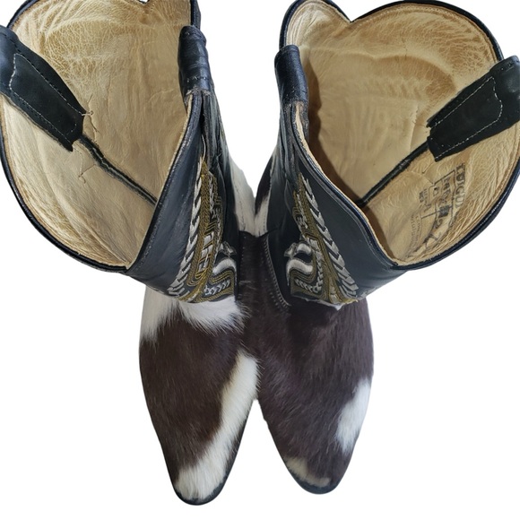 Luigui Womens Western Cowboy Boots Sz 10 Hand Made Cowhide Leather Embroidered - Picture 13 of 13